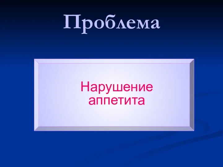 Проблема Нарушение аппетита