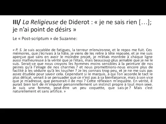 III/ La Religieuse de Diderot : « je ne sais