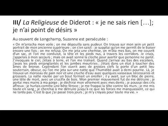 III/ La Religieuse de Diderot : « je ne sais