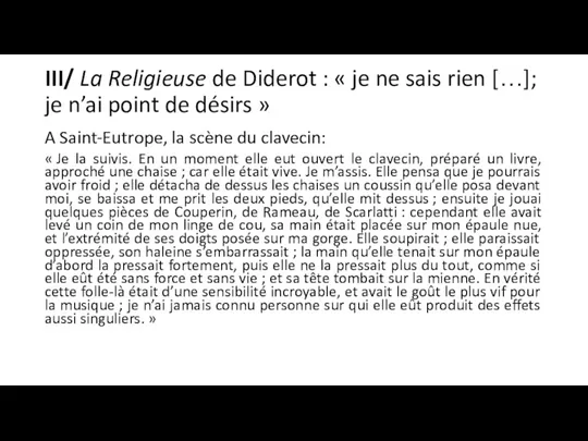 III/ La Religieuse de Diderot : « je ne sais