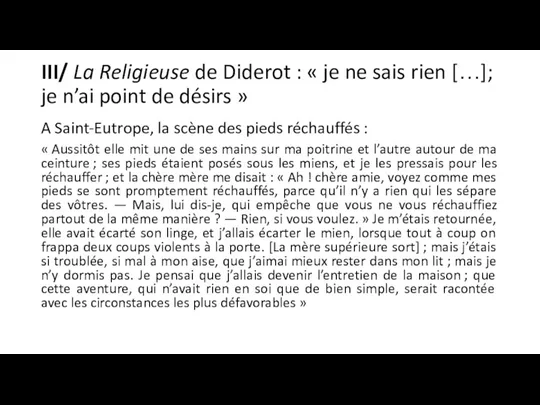 III/ La Religieuse de Diderot : « je ne sais