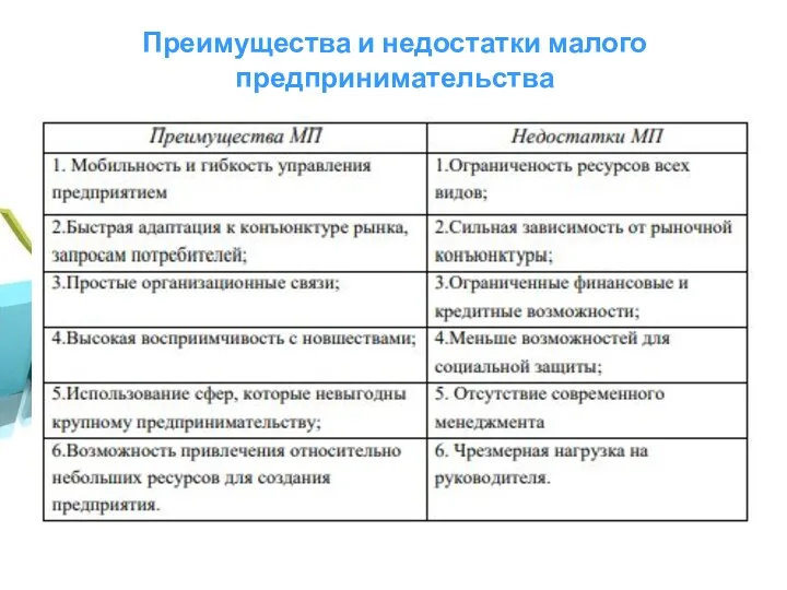 Преимущества и недостатки малого предпринимательства