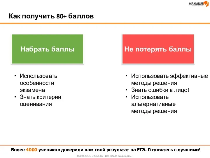 Как получить 80+ баллов Более 4000 учеников доверили нам свой