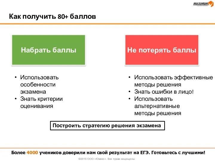 Как получить 80+ баллов Более 4000 учеников доверили нам свой