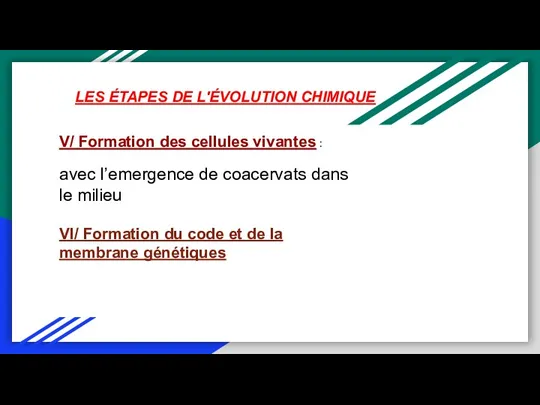 LES ÉTAPES DE L'ÉVOLUTION CHIMIQUE V/ Formation des cellules vivantes