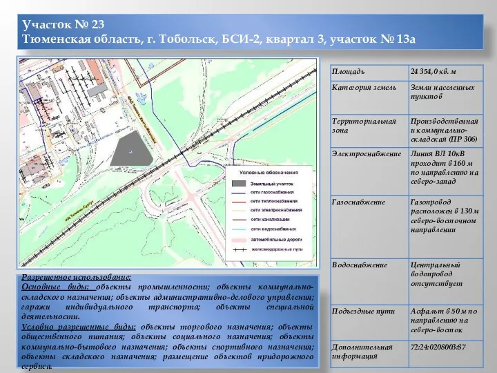 Участок № 23 Тюменская область, г. Тобольск, БСИ-2, квартал 3,