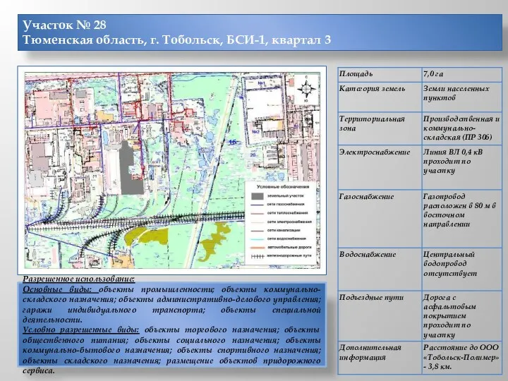 Участок № 28 Тюменская область, г. Тобольск, БСИ-1, квартал 3