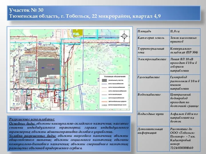 Участок № 30 Тюменская область, г. Тобольск, 22 микрорайон, квартал