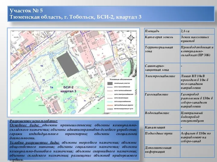 Участок № 5 Тюменская область, г. Тобольск, БСИ-2, квартал 3