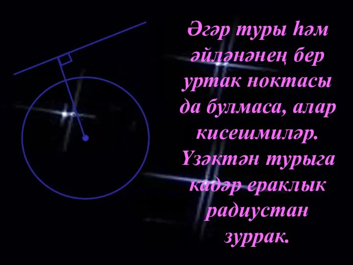 Әгәр туры һәм әйләнәнең бер уртак ноктасы да булмаса, алар