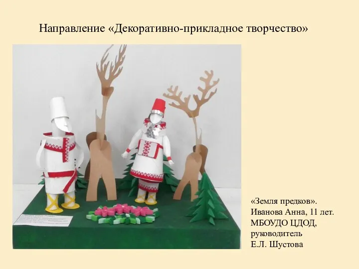 «Земля предков». Иванова Анна, 11 лет. МБОУДО ЦДОД, руководитель Е.Л. Шустова Направление «Декоративно-прикладное творчество»