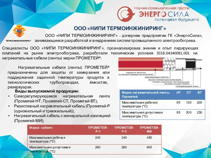 ООО «НИПИ ТЕРМОИНЖИНИРИНГ» ООО «НИПИ ТЕРМОИНЖИНИРИНГ» - дочернее предприятие ГК