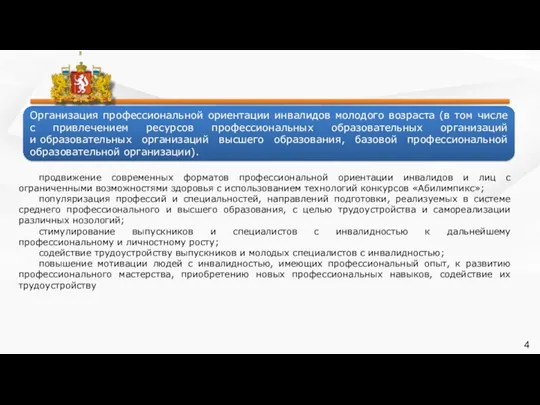 4 Организация профессиональной ориентации инвалидов молодого возраста (в том числе