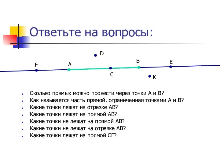 Ответьте на вопросы: Сколько прямых можно провести через точки А