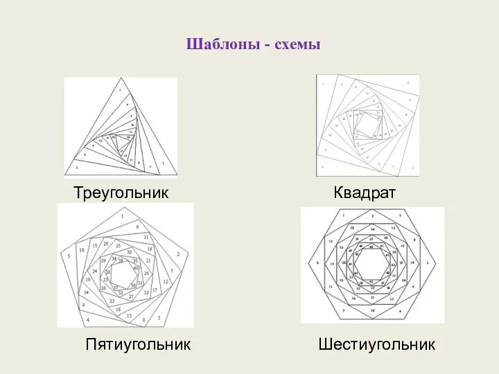 Треугольник Квадрат Пятиугольник Шестиугольник Шаблоны - схемы