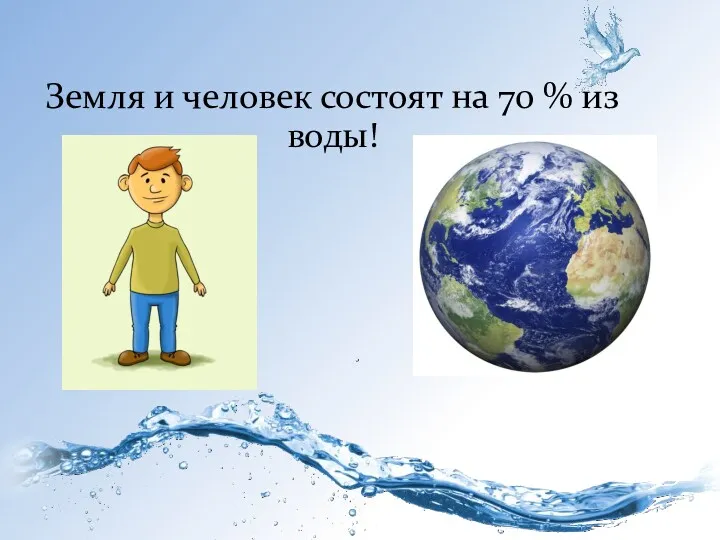 Земля и человек состоят на 70 % из воды!