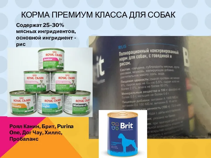 КОРМА ПРЕМИУМ КЛАССА ДЛЯ СОБАК Роял Канин, Брит, Purina One, Дог Чау, Хиллс,