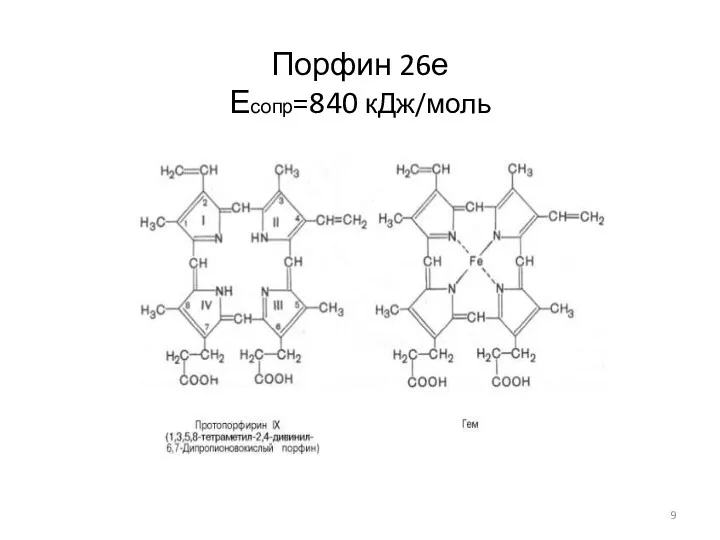 Порфин 26е Есопр=840 кДж/моль