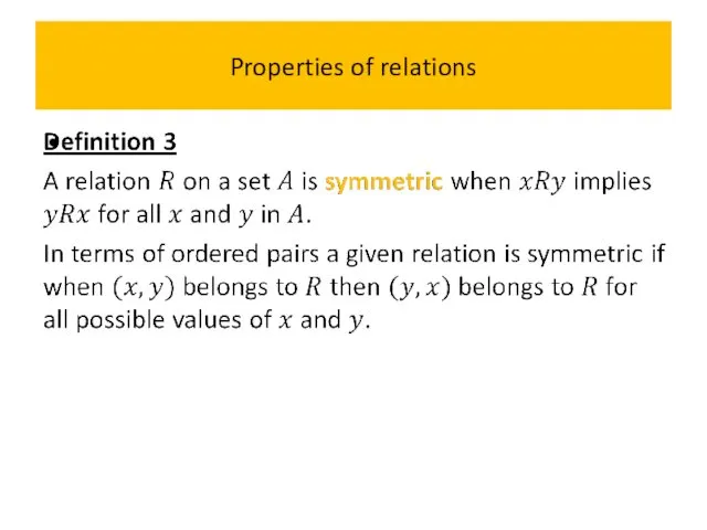 Properties of relations