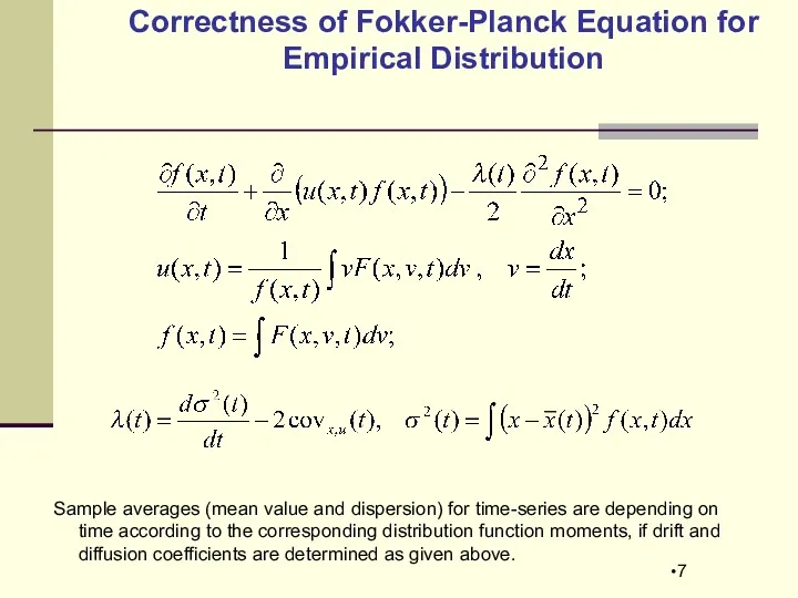 Correctness of Fokker-Planck Equation for Empirical Distribution Sample averages (mean