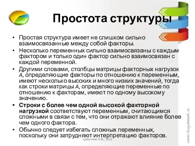 Простота структуры Простая структура имеет не слишком сильно взаимосвязанные между собой факторы. Несколько