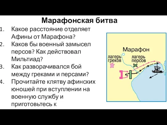 Марафонская битва Какое расстояние отделяет Афины от Марафона? Каков бы