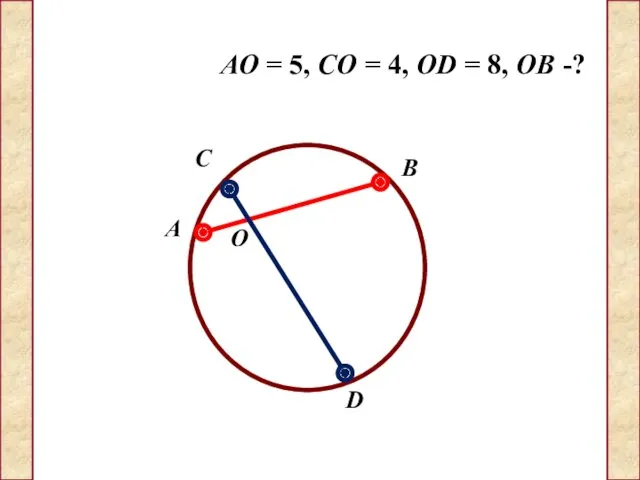 D A C B O АО = 5, СО = 4, ОD = 8, ОВ -?