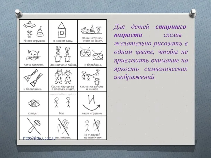 http://aida.ucoz.ru Для детей старшего возраста схемы желательно рисовать в одном цвете, чтобы не