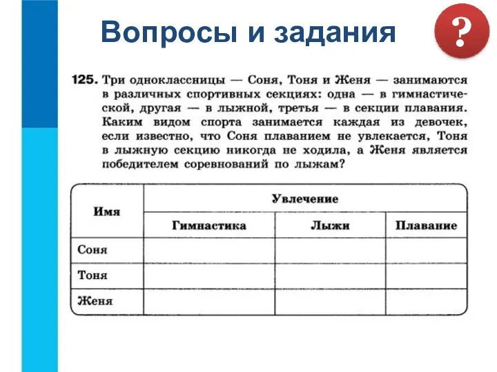 Вопросы и задания ?