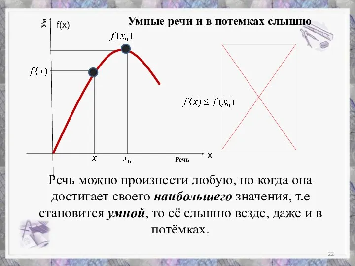 х Речь Ум Речь можно произнести любую, но когда она