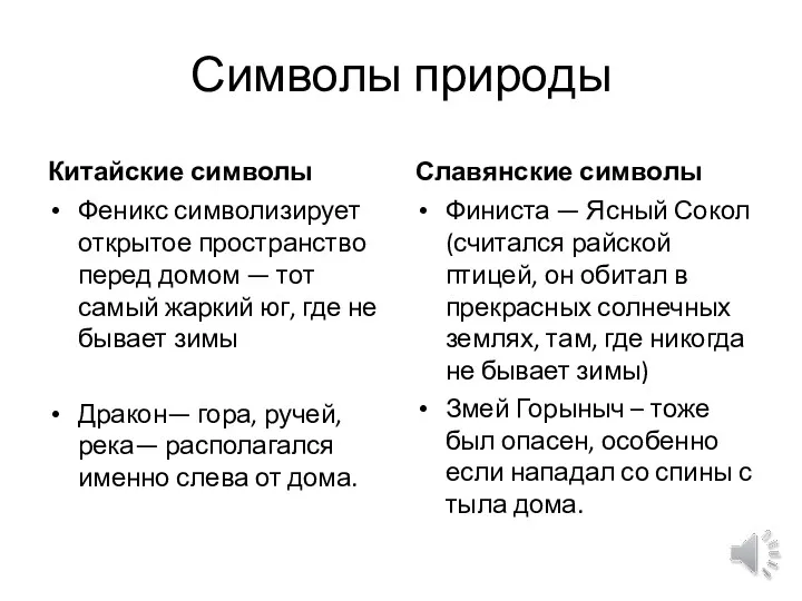 Символы природы Китайские символы Феникс символизирует открытое пространство перед домом