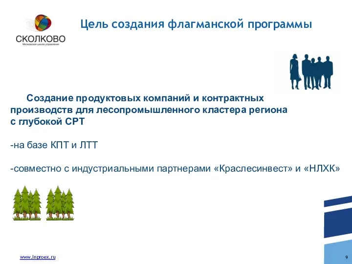 www.Inproex.ru Цель создания флагманской программы Создание продуктовых компаний и контрактных