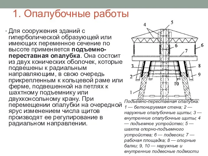 Для сооружения зданий с гиперболической образующей или имеющих переменное сечение