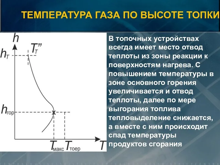 ТЕМПЕРАТУРА ГАЗА ПО ВЫСОТЕ ТОПКИ В топочных устройствах всегда имеет