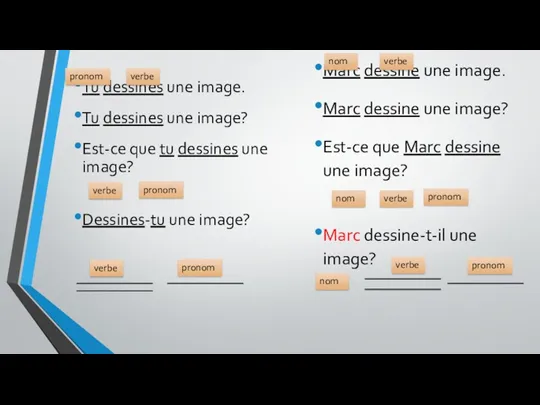 Tu dessines une image. Tu dessines une image? Est-ce que