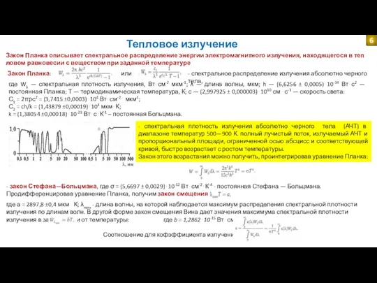 Тепловое излучение где Wλ — спектральная плотность излучения, Вт⋅см-2 мкм-1;
