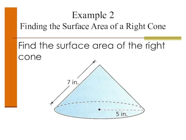 Example 2 Finding the Surface Area of a Right Cone