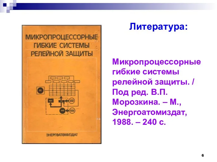 Микропроцессорные гибкие системы релейной защиты. / Под ред. В.П. Морозкина.