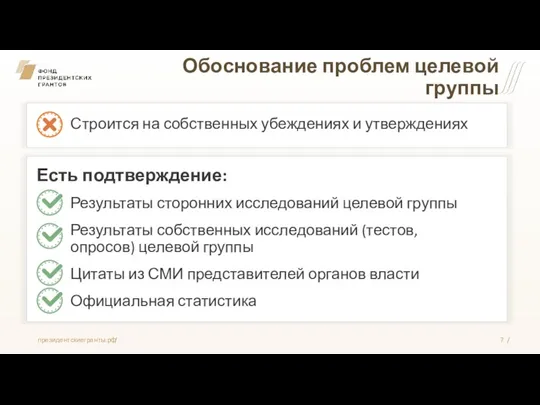 Обоснование проблем целевой группы Результаты сторонних исследований целевой группы Результаты