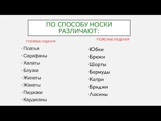 ПЛЕЧЕВЫЕ ИЗДЕЛИЯ Платья Сарафаны Халаты Блузки Жилеты Жакеты Пиджаки Кардиганы