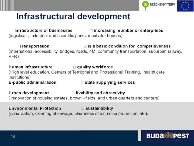 Infrastructural development Infrastructure of businesses ? increasing number of enterprises