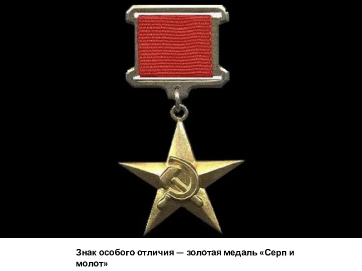 Знак особого отличия — золотая медаль «Серп и молот»