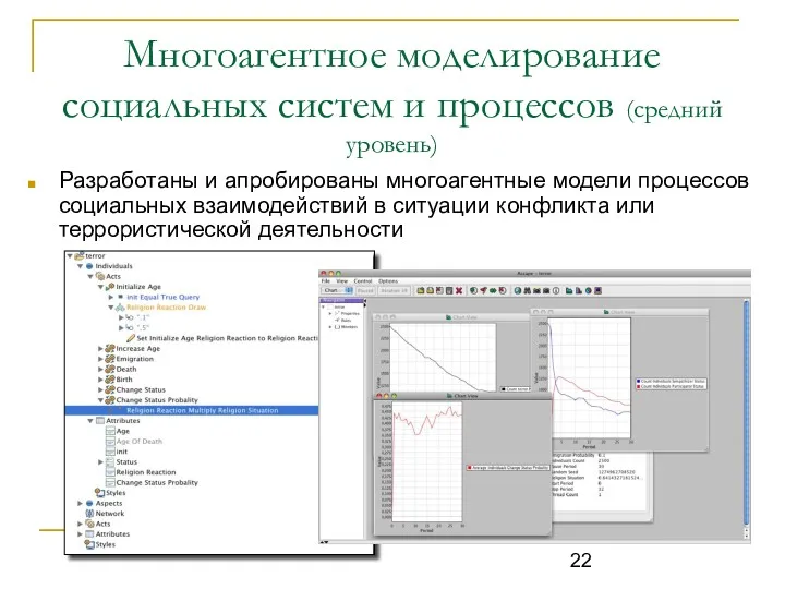 Многоагентное моделирование социальных систем и процессов (средний уровень) Разработаны и