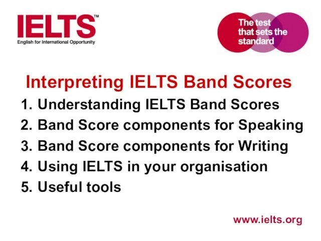 Interpreting IELTS Band Scores Understanding IELTS Band Scores Band Score