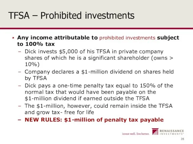 TFSA – Prohibited investments Any income attributable to prohibited investments