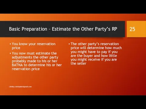 Basic Preparation – Estimate the Other Party’s RP You know