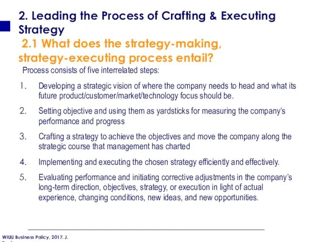 2. Leading the Process of Crafting & Executing Strategy 2.1