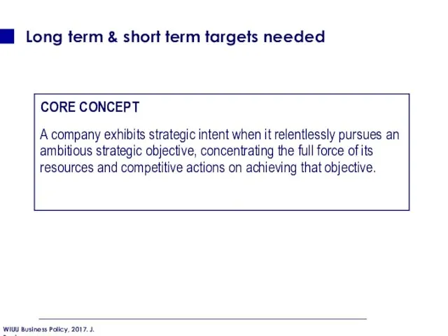 Long term & short term targets needed CORE CONCEPT A