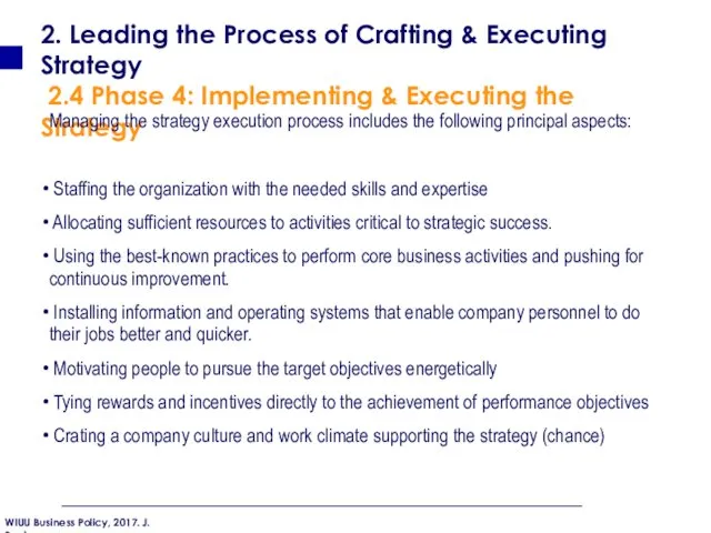 2. Leading the Process of Crafting & Executing Strategy 2.4