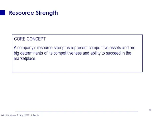 Resource Strength CORE CONCEPT A company’s resource strengths represent competitive